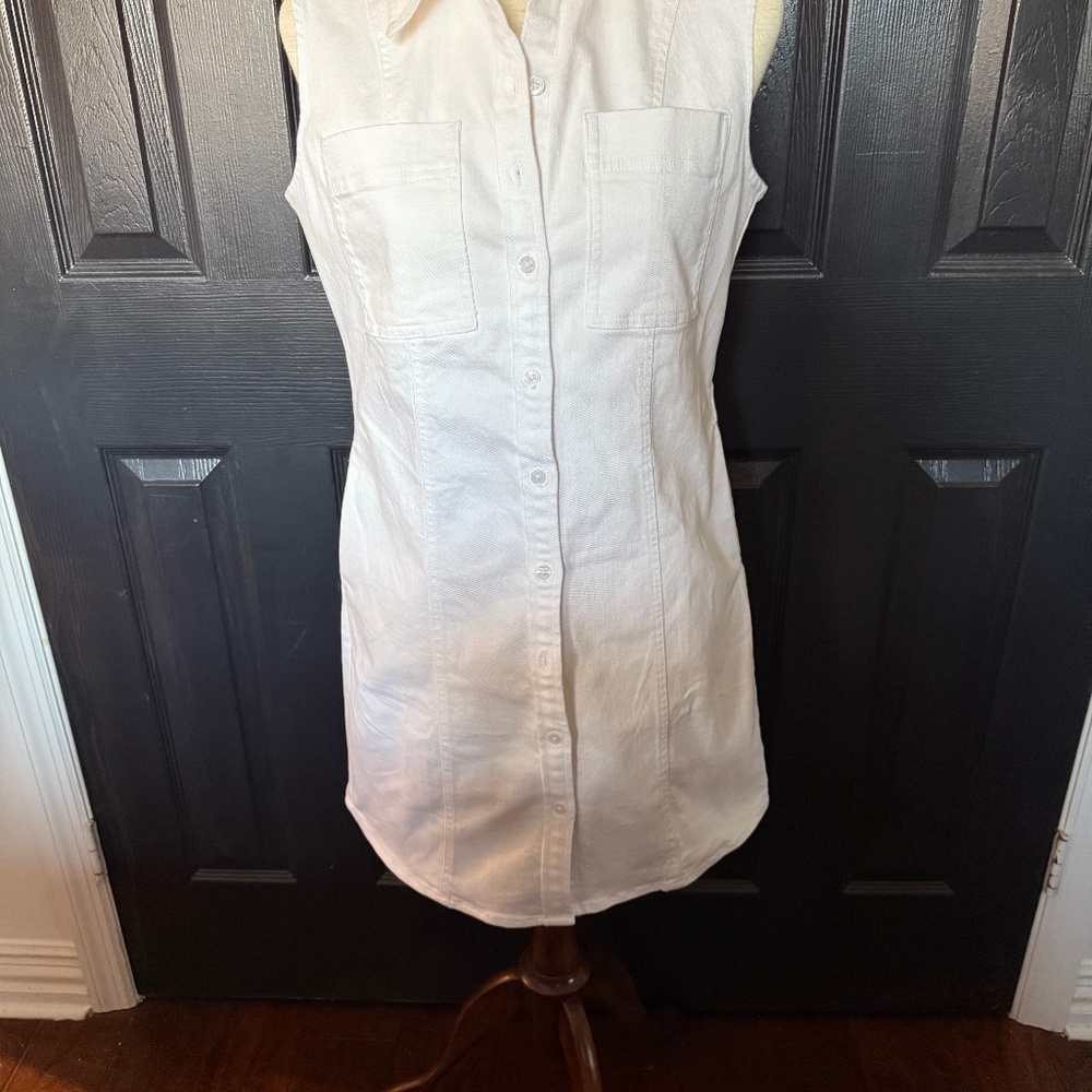Banana Republic Denim Button down White Sleeveless Dress - Picture 2 of 10